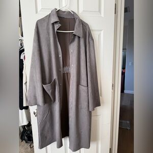 Women's Gray Suede Trench Coat